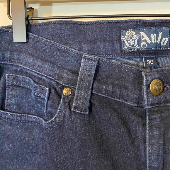 Anlo Mercer Denim Dark Wash Kick Flare Leg Jeans Stretch Sz 30 - Picture 2 of 14